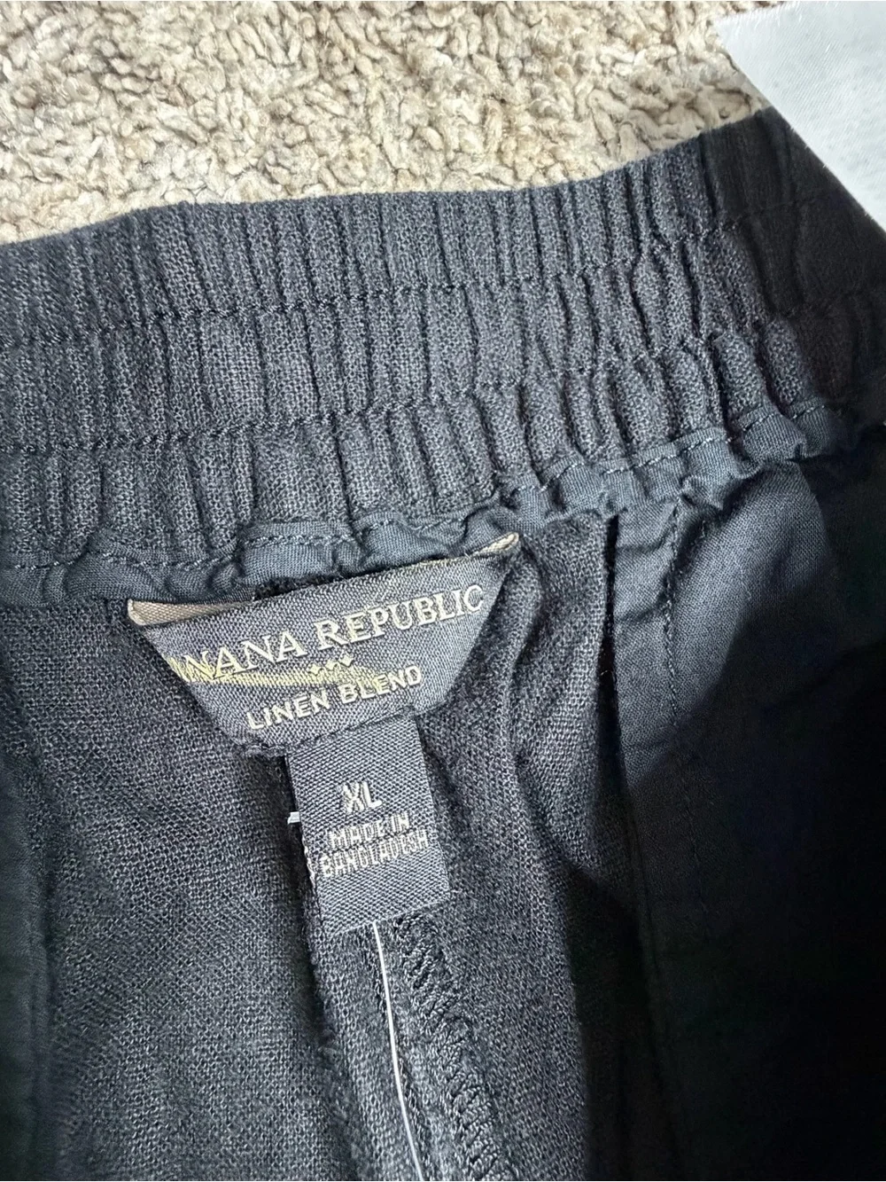 Banana Republic ANYDAY WIDE-LEG HIGH-RISE LINEN-BLEND CROPPED PANT XL Black